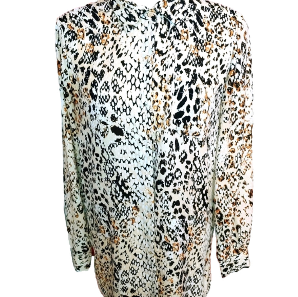 Spense Animal Print Button Blouse M